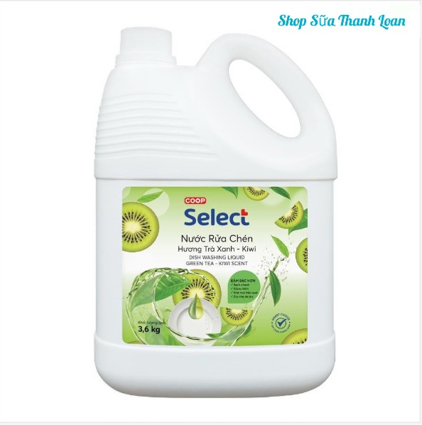 Nước rửa chén coop select hương trà xanh kiwi 3.6kg.