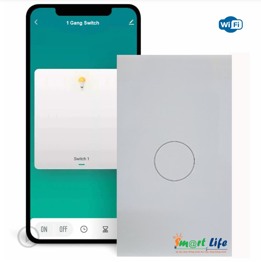Công tắc cảm ứng thông minh cao cấp Tuya Smart Life 1 chạm lớn kết nối Wifi