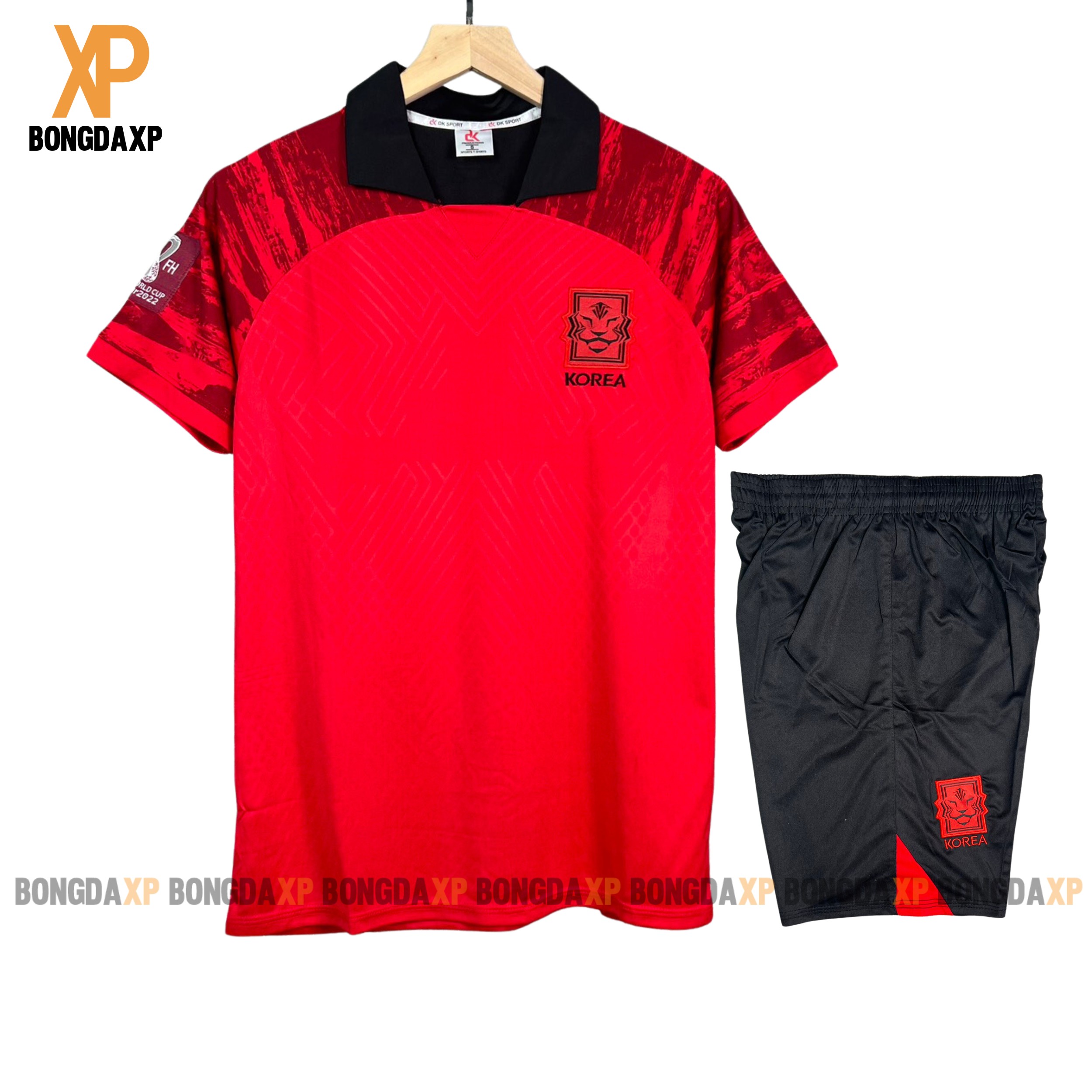 Quần áo bóng đá, đồ đá banh Đội Tuyển Hàn Quốc đỏ Vải thun lạnh cao cấp