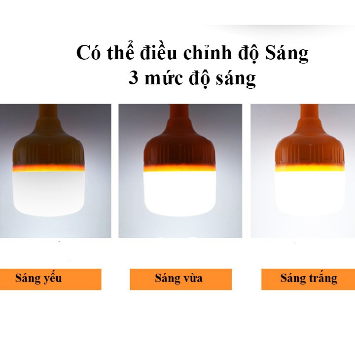 Bóng đèn Led sạc tích điện Yến Quân YQ-801 30w có móc treo không cần dây điện - bóng đèn led sạc tích điện thông minh 3 chế độ sáng
