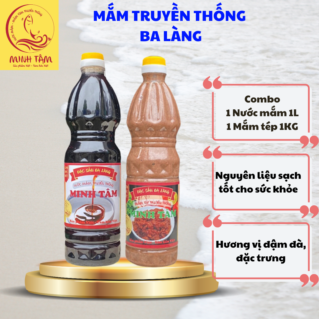 Combo 2 chai Nước Mắm và Mắm Tép Ba Làng, Thanh Hóa - thương hiệu Minh Tâm - Hương vị đậm đà đặc trưng