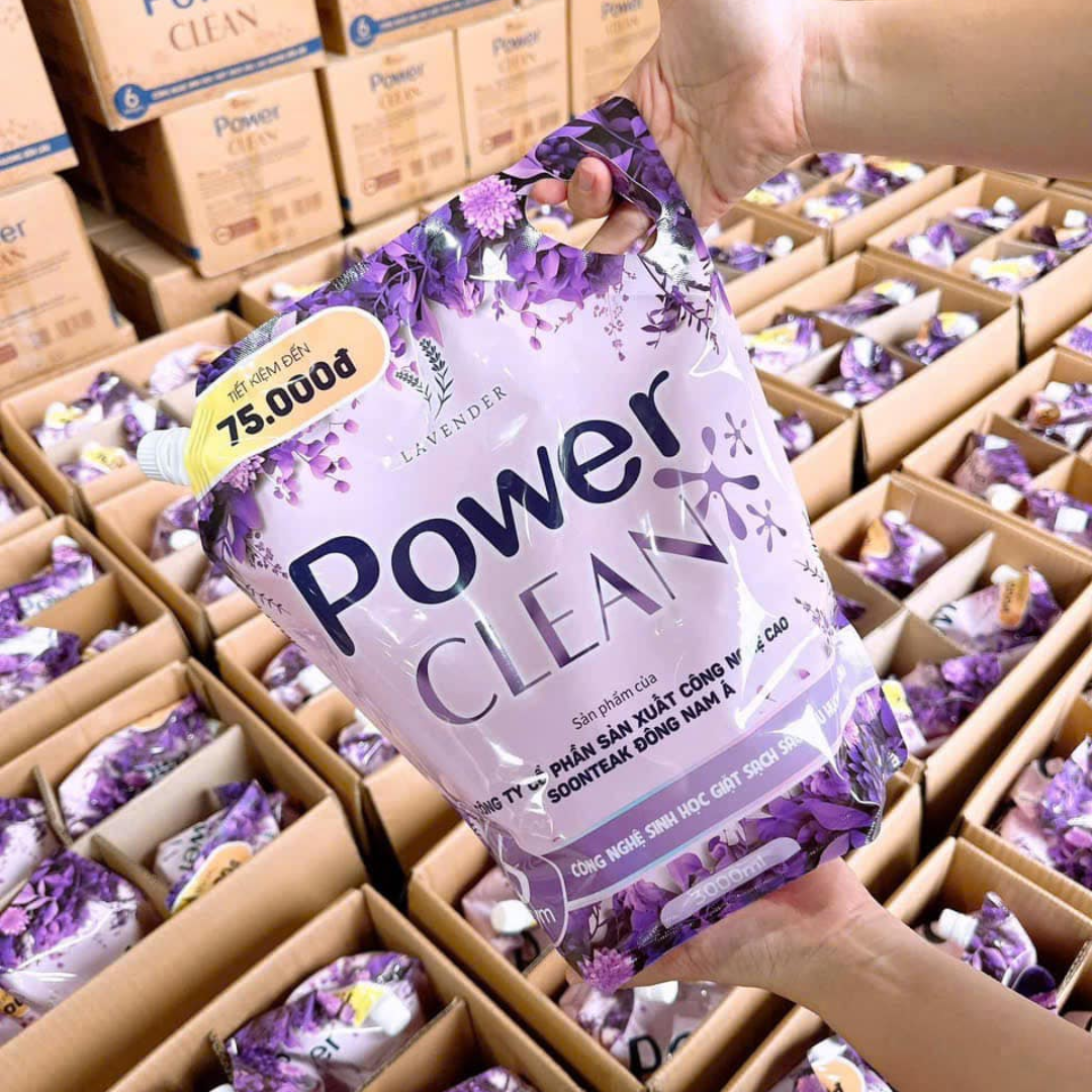 Nước giặt xả Power Clean 2in1 túi 3L Hương Nước Hoa Lavender Kết Hợp Gỗ Đàn Hương - 4