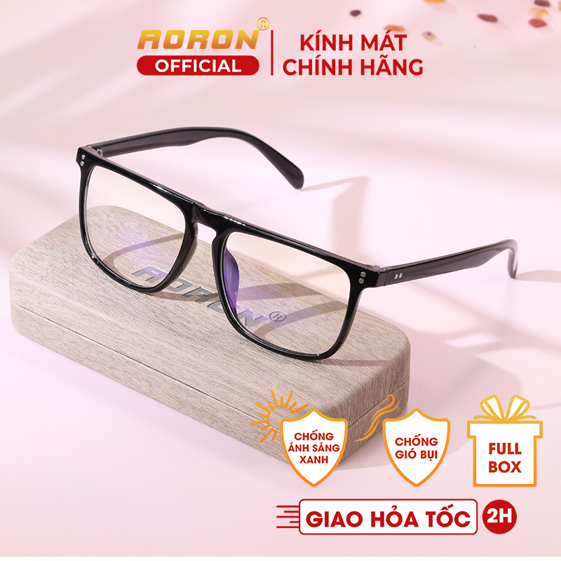 Kính giả cận nam, gọng kính cận văn phòng, kính chống cận thị mẫu mới nhất 2021 mắt kính không độ có thể thay thế gọng nhựa - ak031 - aoron