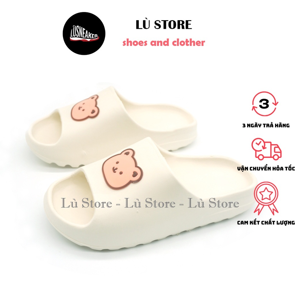 Dép bánh mì Dép quai ngang [Jinbe] hình gấu dễ thương 3 màu kem đen hồng đủ size từ 36-40