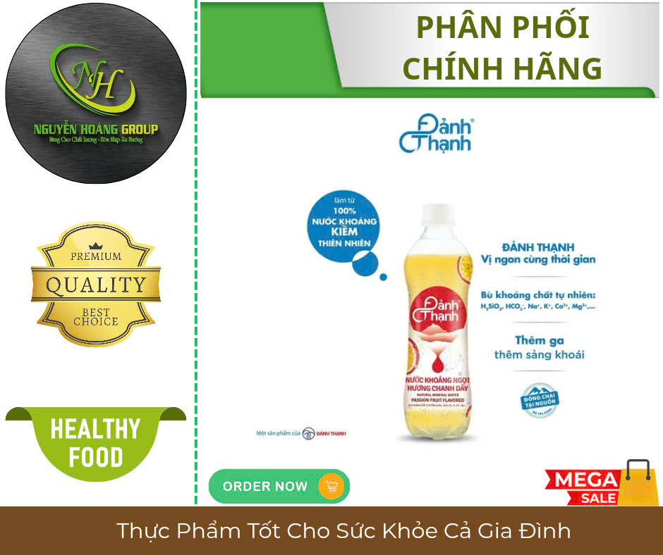 Thùng 24 CHAI - Đảnh Thạnh Nước Khoáng Có Ga Hương Chanh Dây 430 ML