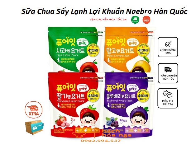Ăn dặm Sữa chua khô hữu cơ Naebro Pure Hàn Quốc 6m+ gói 16g