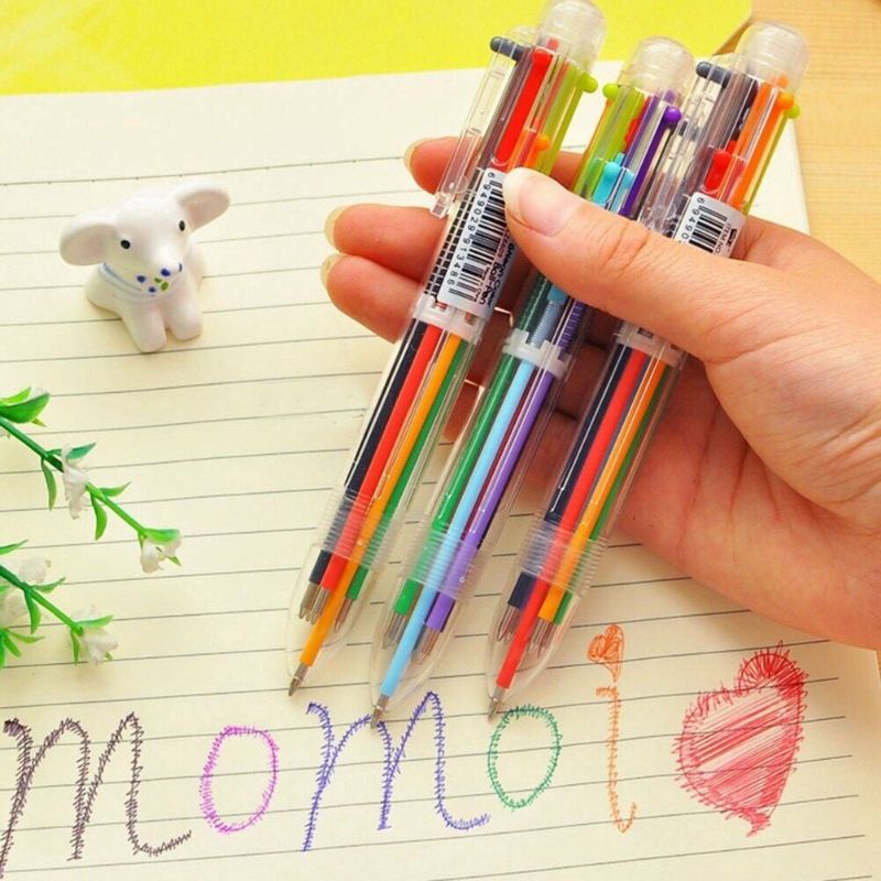 Bút bi 6 ngòi siêu rẻ - Bút bi 6 màu sắc xinh xắn hiện đại