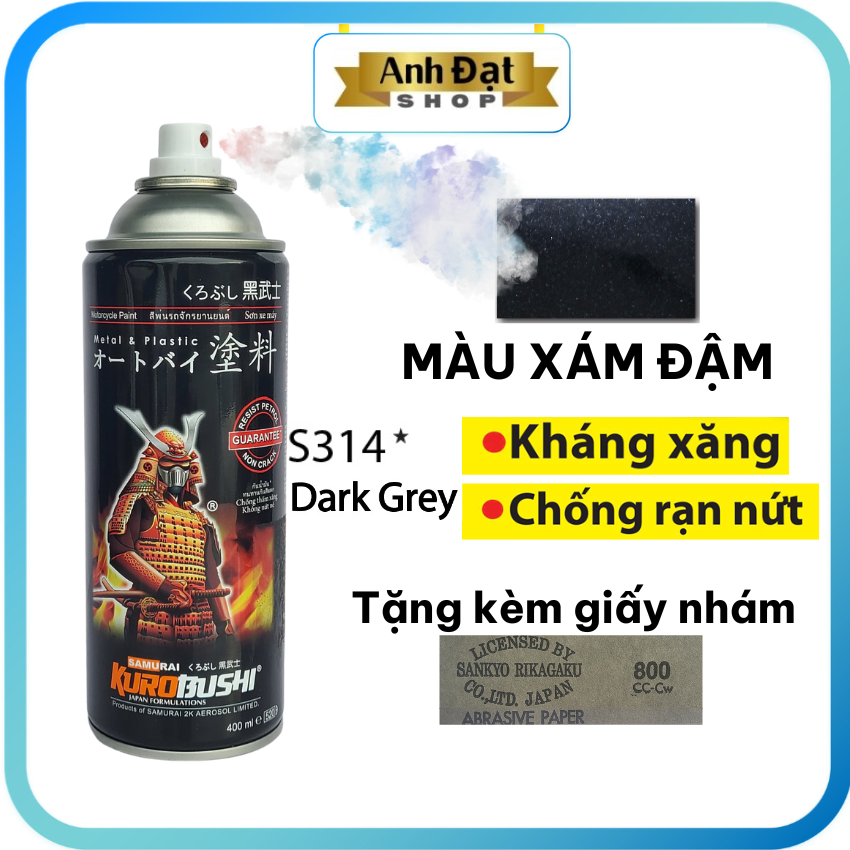 Màu xám đậm S314*, dung tích 400ml, kháng xăng, chống rạn nứt, Anh Đạt Shop