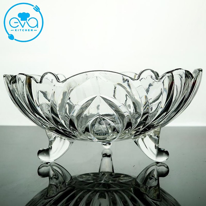 [HCM]Đĩa Đựng Trái Cây Hoa Quả Thuỷ Tinh 3 Chân DeLi