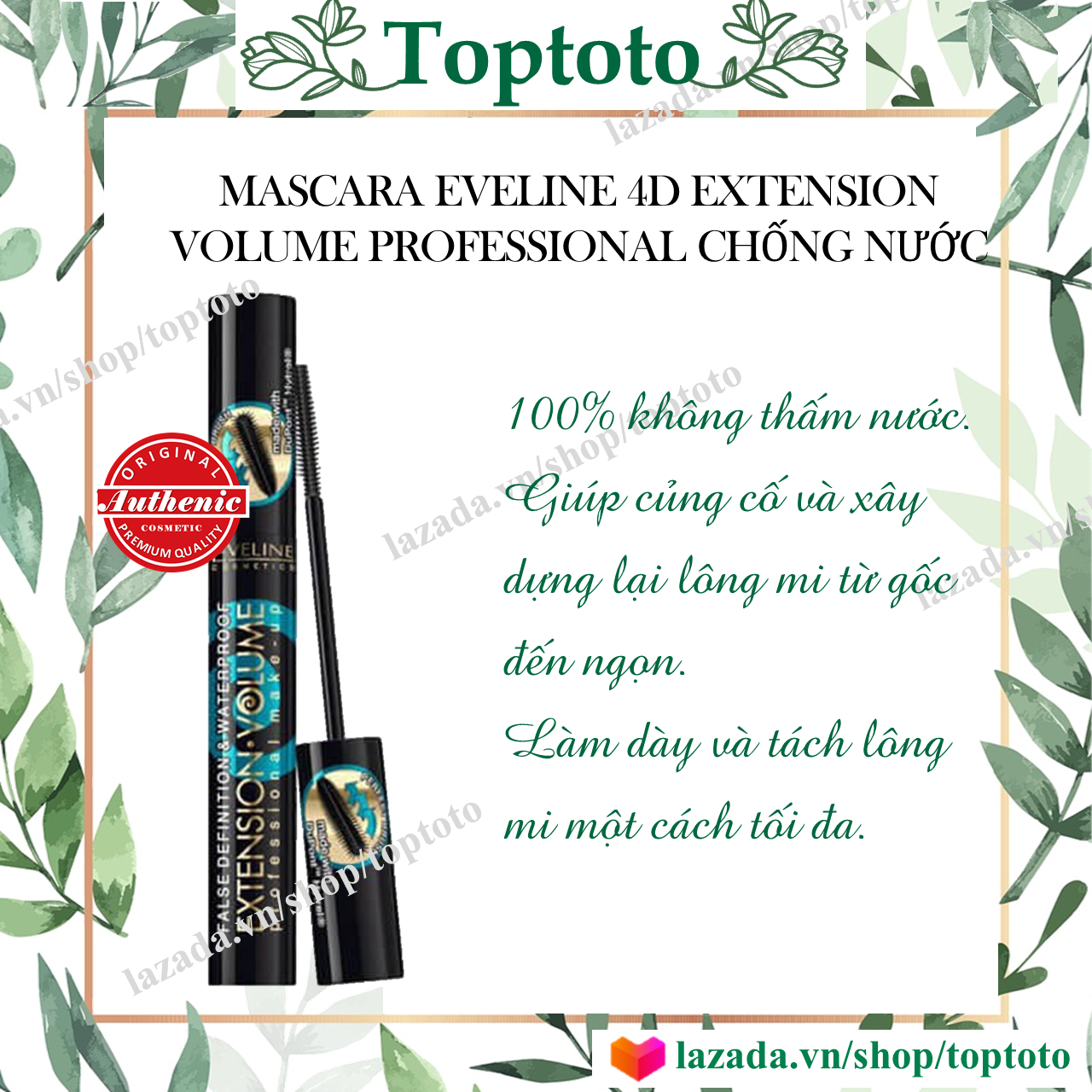 Mascara Eveline 4D Mở Rộng Giúp Dày Mi Chống thấm nước.