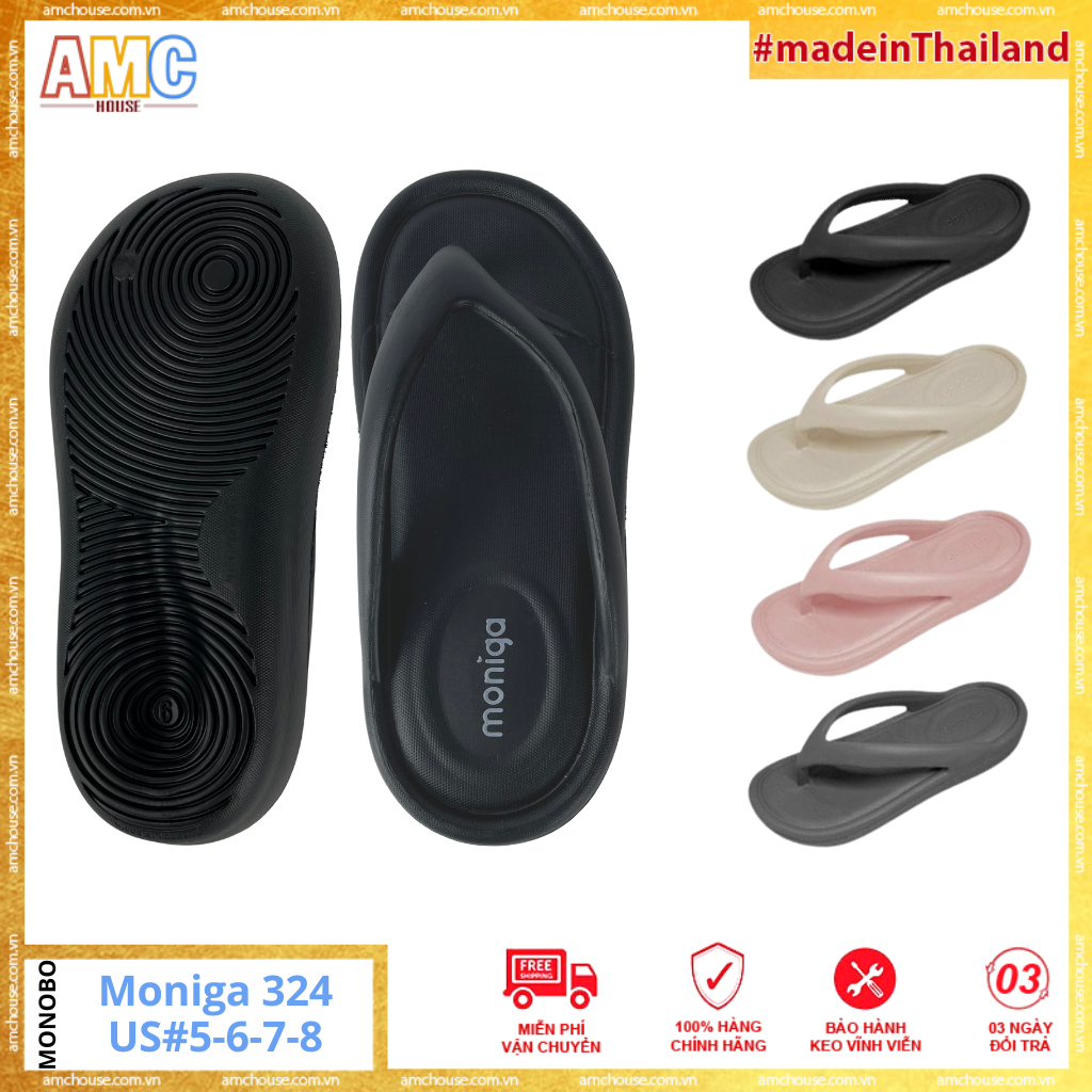 Dép Xỏ Ngón Nữ Thời Trang Monobo Thái Lan Xỏ Ngón Đế Mềm Siêu Nhẹ,chống Trơn,không Đọng Nước Monobo - Moniga 324