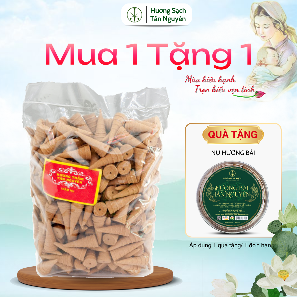 Trầm hương xông nhà Tân Nguyên, nụ trầm hương cao cấp, hương trầm nụ, túi 500g tiết kiệm - Hương Sạch Tân Nguyên