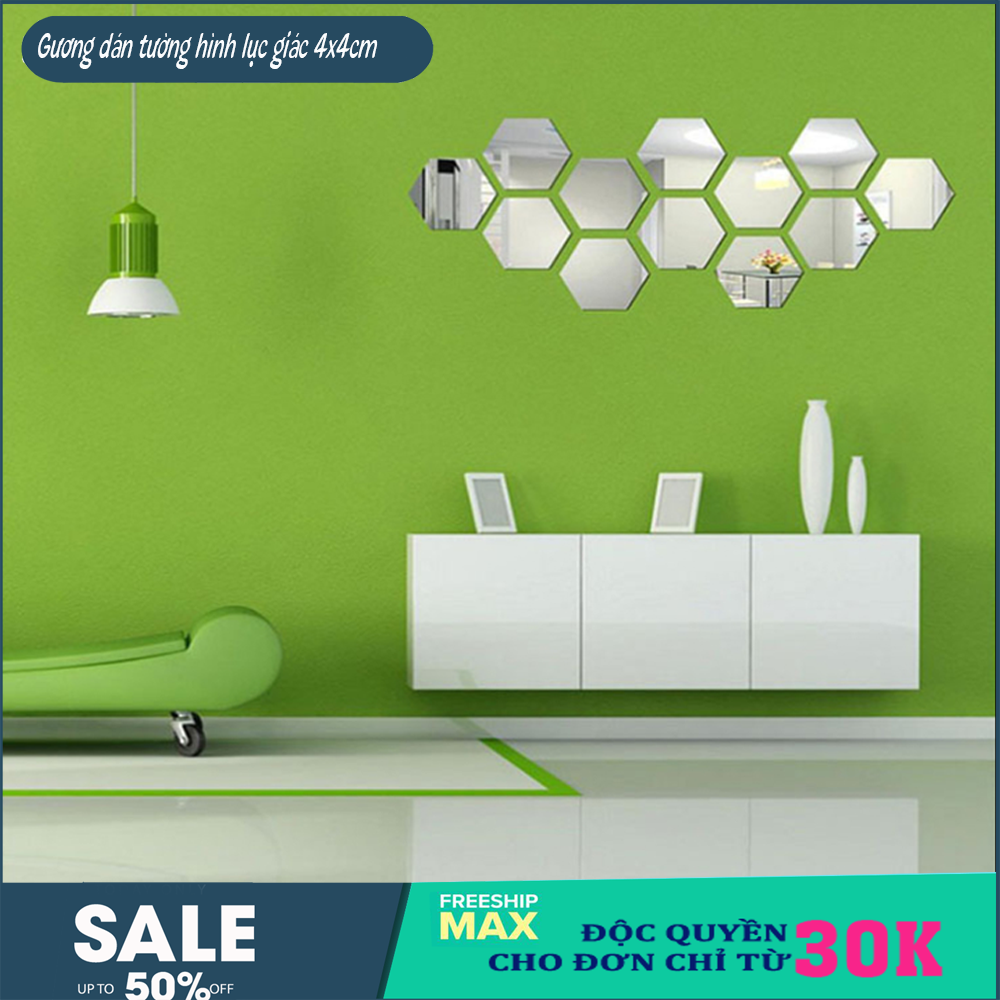 Miếng tráng gương dán tường hình lục giác dễ tháo lắp bền size 4x4cm, 8x8cm, 11x11cm - Gương Dán Tường 3D Hình Lục Giác Decal Dán Tường (Chọn phân loại size)