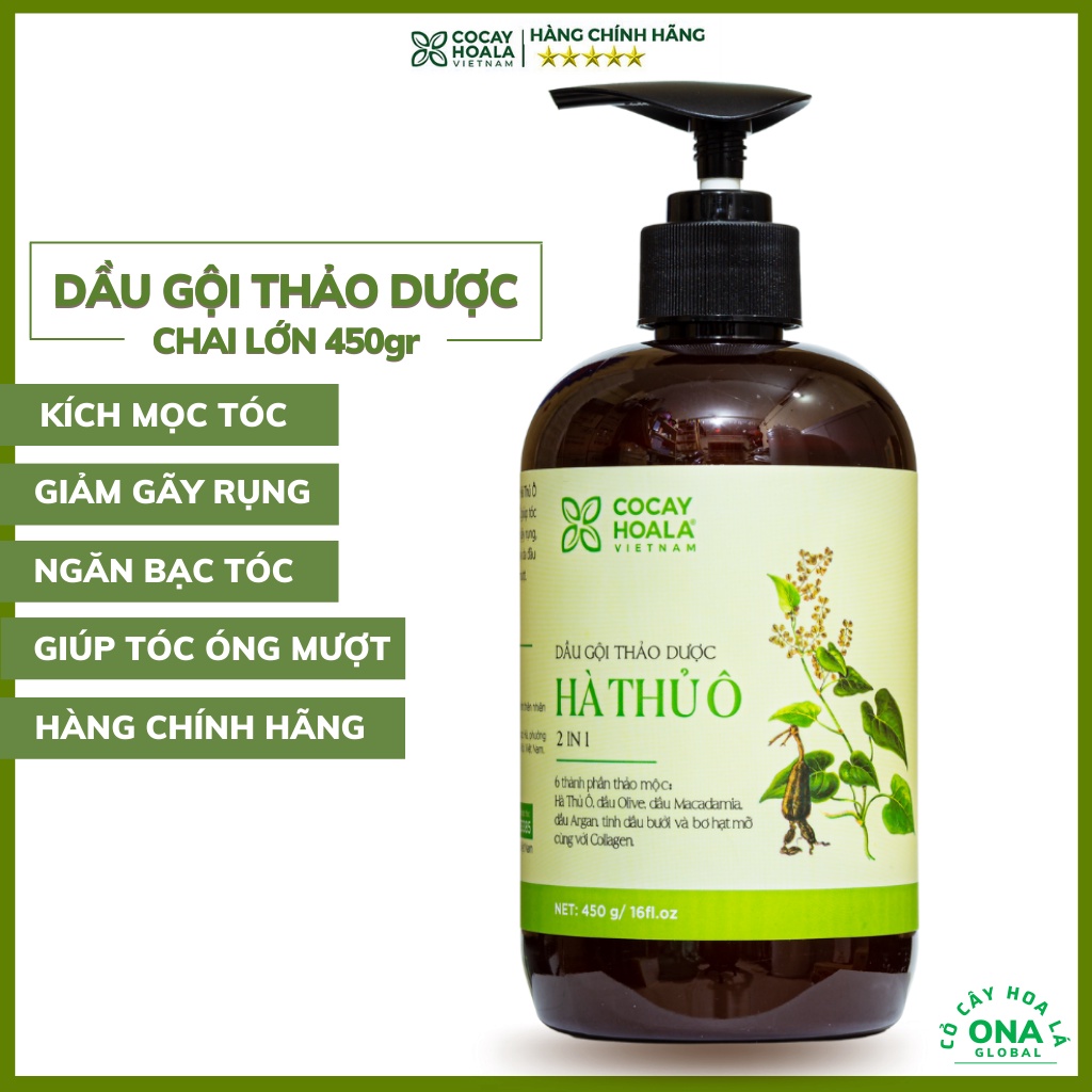 [CHAI LỚN 450ML] Dầu Gội Hà Thủ Ô 2in1- Chính Hãng Cỏ Cây Hoa Lá