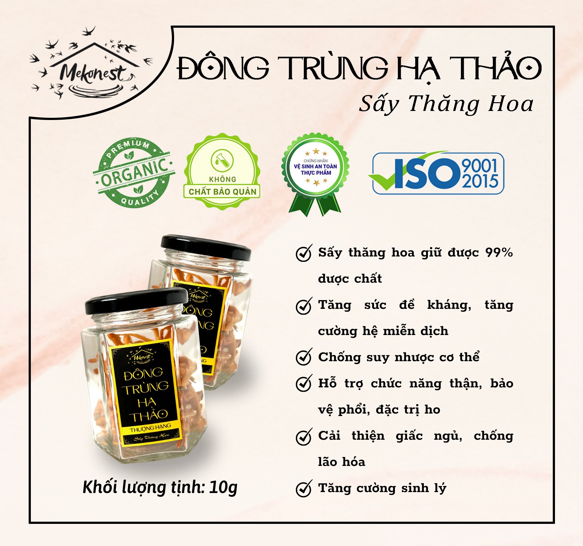 - 5gram Đông Trùng Hạ Thảo Mekonest tăng cường hệ miễn dịch