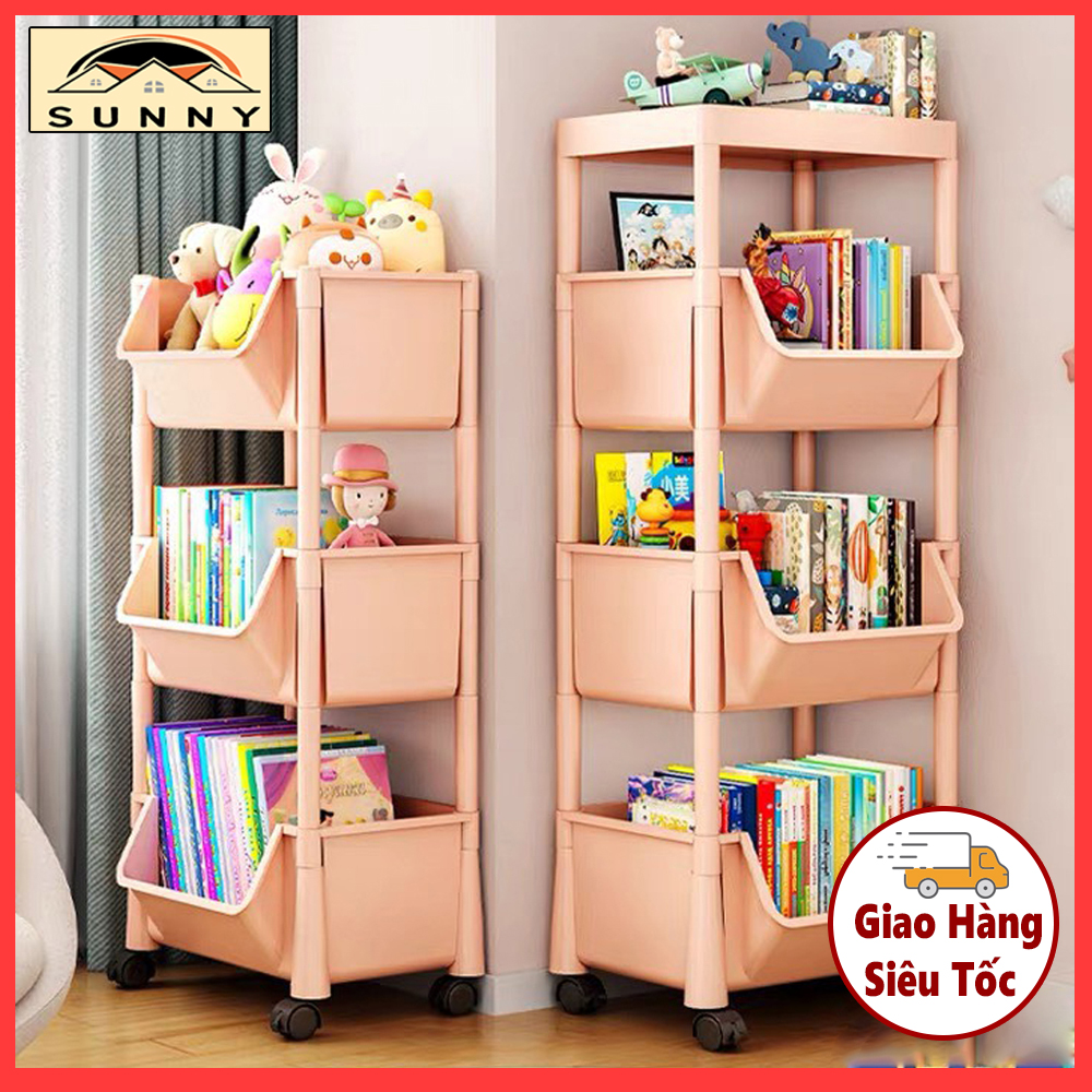 Kệ đựng đồ đa năng 4 tầng có bánh xe di chuyển tiện lợi - kệ để đồ đa năng, kệ 4 tầng đa năng, kệ nhựa 4 tầng đa năng gia dụng sunny
