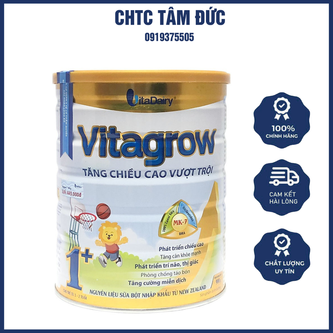 Lon Sữa 900g Vitagrow Vitadairy Giúp Tăng Chiều Cao Vượt Trội