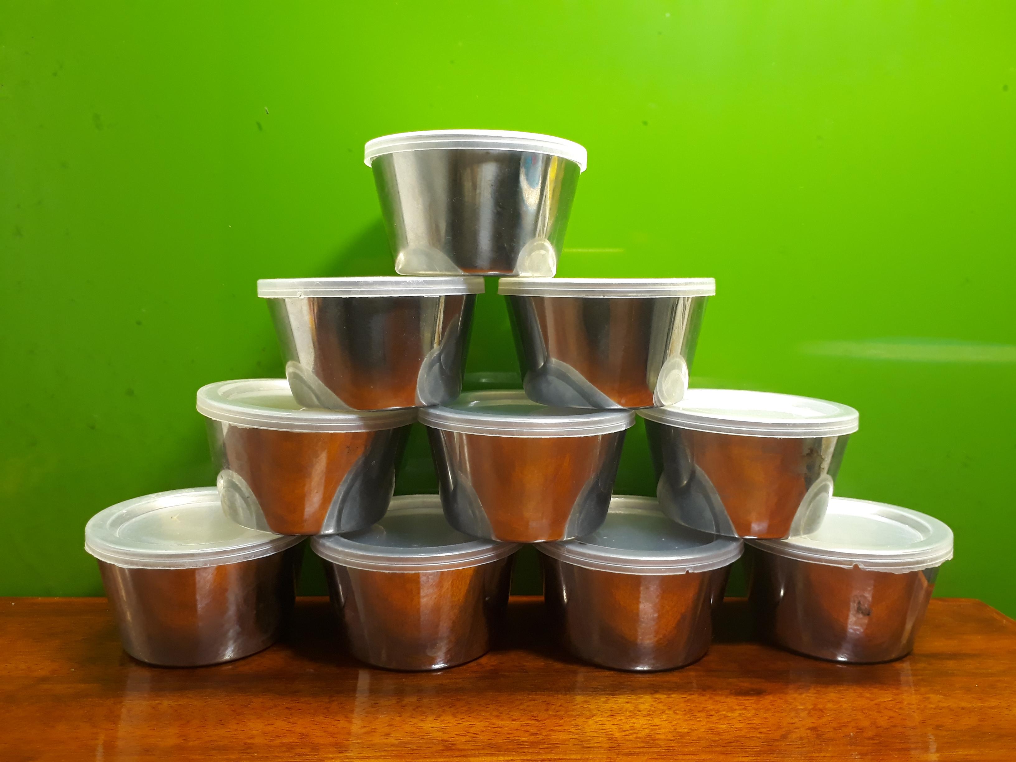 10 Cốc Caramen - Flan - Inox - Có nắp đậy