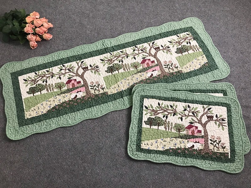 Thảm set 3 - Cây xanh lá 100% cotton hàn quốc