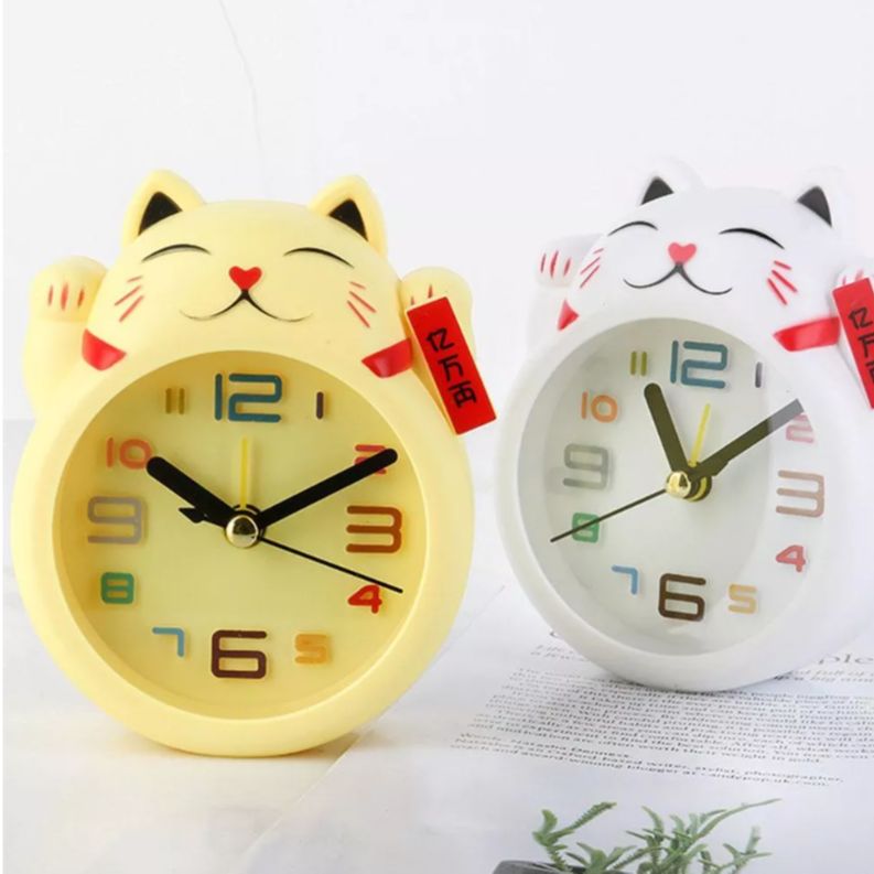 ĐỒNG HỒ BÁO THỨC HÌNH MÈO MAY MẮN ĐỂ BÀN NHIỀU MÀU_đồng hồ báo thức đồng hồ để bàn Đồng hồ học sinh Đồng hồ để bàn Cute Đồng hồ cute Đồng hồ hẹn giờ dong ho bao thuc