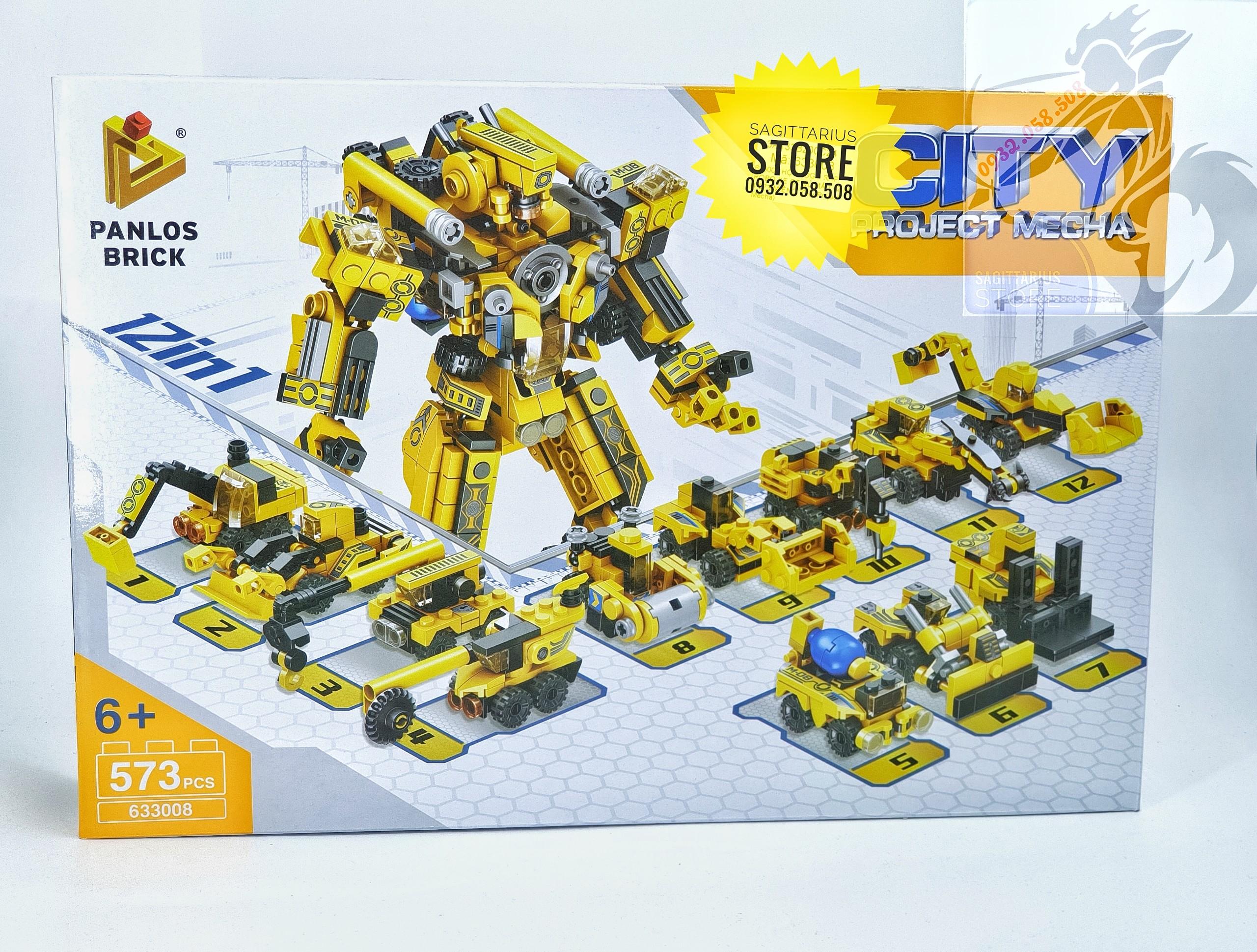 Bộ lego panlos 633008 bộ lắp ráp robot mecha được kết hợp từ 12 phương tiện