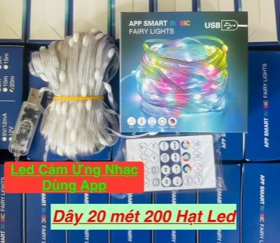 Đèn Led Cuộn nháy đuổi 10m 20M 200 Hạt Led -Dây đèn LED trang trí RGB 5V Cổng USB nháy theo nhạc kèm điều khiển