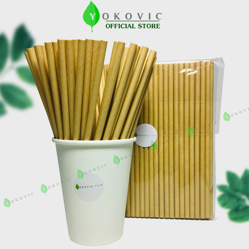 Ống hút giấy phi 6 Yokovic màu Nâu - Ống hút giấy YKV002 bảo vệ môi trường.