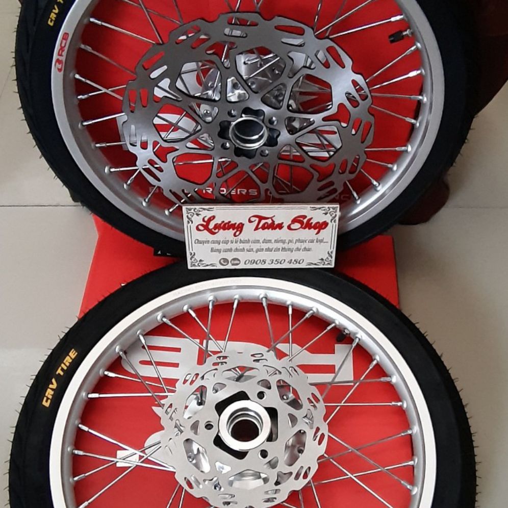 Bánh căm RAIDER SATRIA niềng nhôm RCB chính hãng full vỏ ruột CRV kèm 2  đĩa