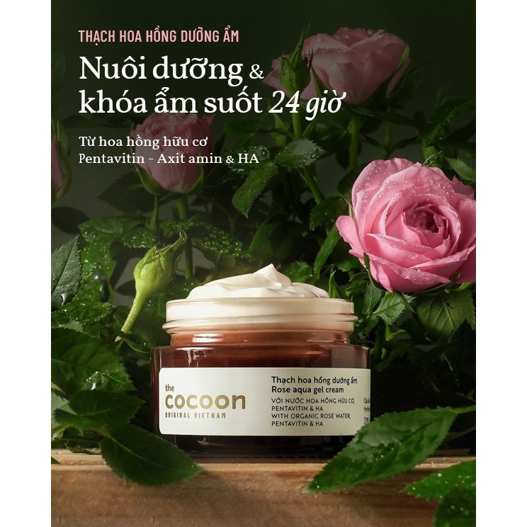 Thạch hoa hồng cocoon giúp dưỡng ẩm lên đến 72h big size 100ml