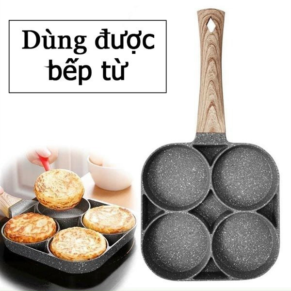 Chảo đá chia ô 4 ngăn chiên dán đa năng chống dính tốt - siêu phẩm nhà bếp - chảo 4 ngăn - chảo chiên trứng - chảo chống dính