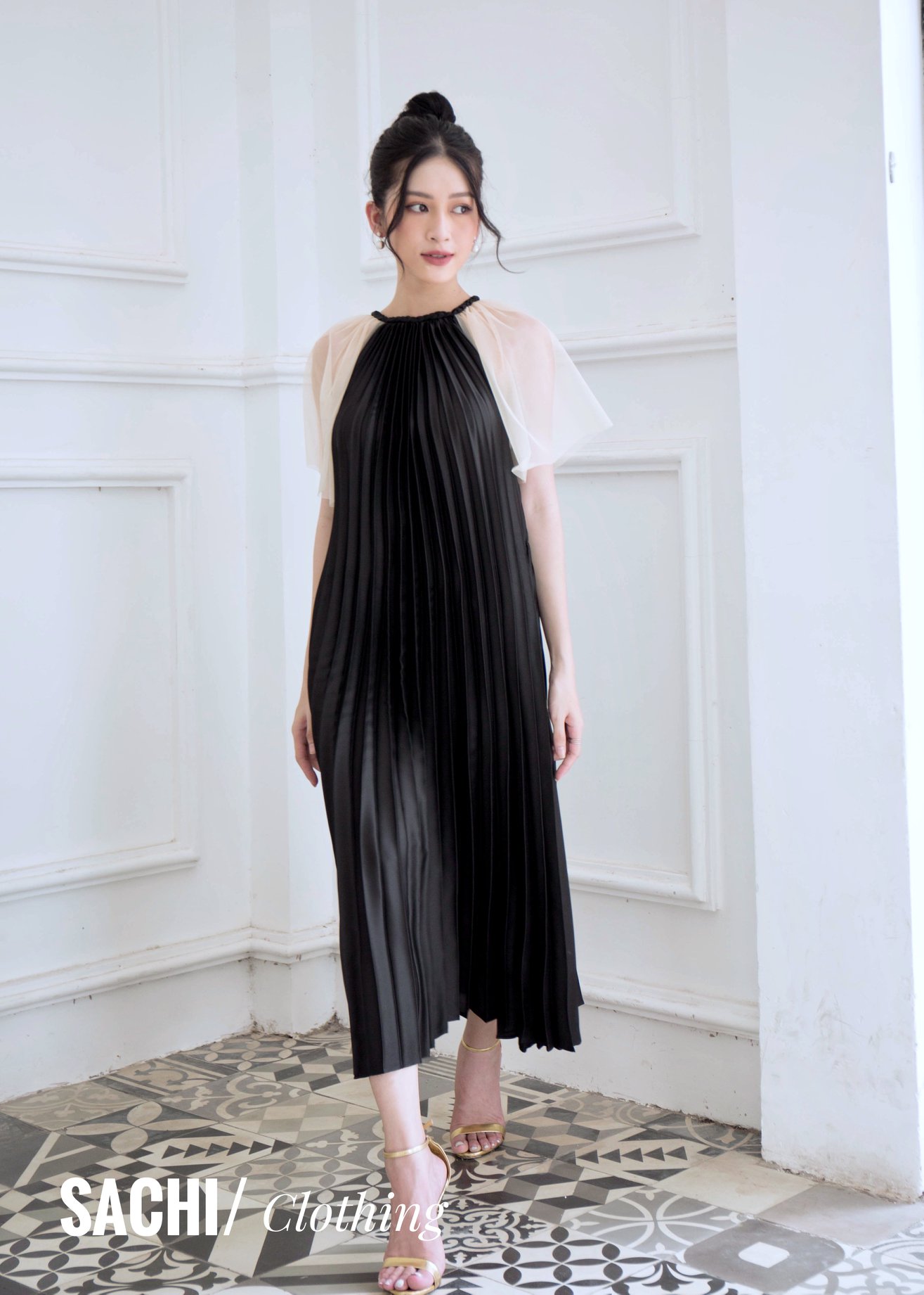 Đầm bầu sachimom - váy bầu lụa dập li audrey dress