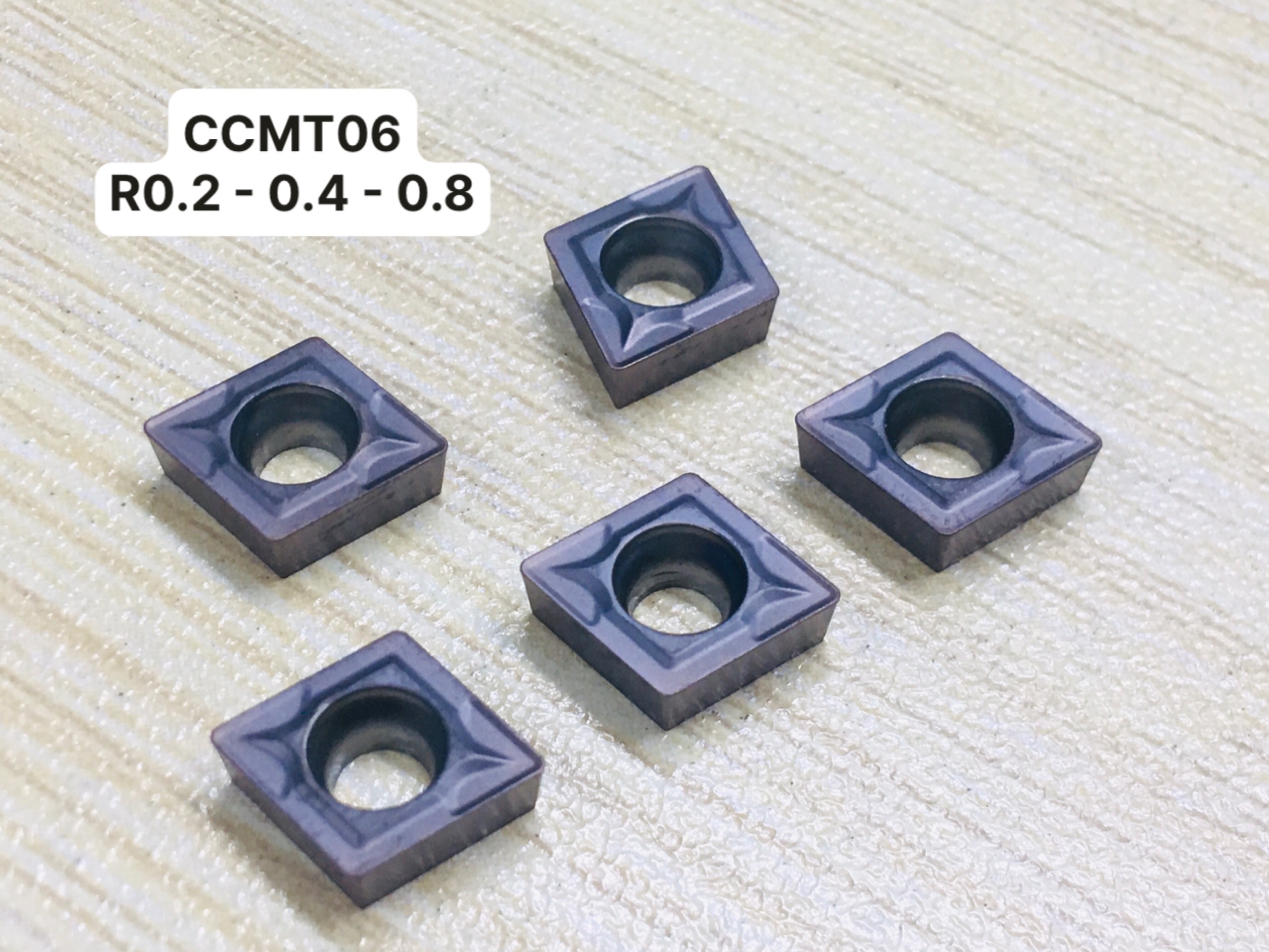 Mảnh chíp tiện ccmt06, góc r0.2-0.4-0.8, gia công inox - thép, cán trong, dụng cụ cắt gọt, dụng cụ gia công cnc