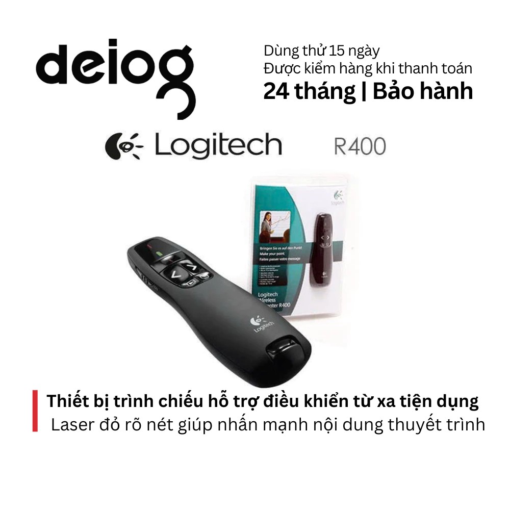 Bút trình chiếu không dây R400 chuyên dụng PowerPoint có tia laser đỏ hỗ trợ thuyết trình giảng dạy văn phòng tiện lợi