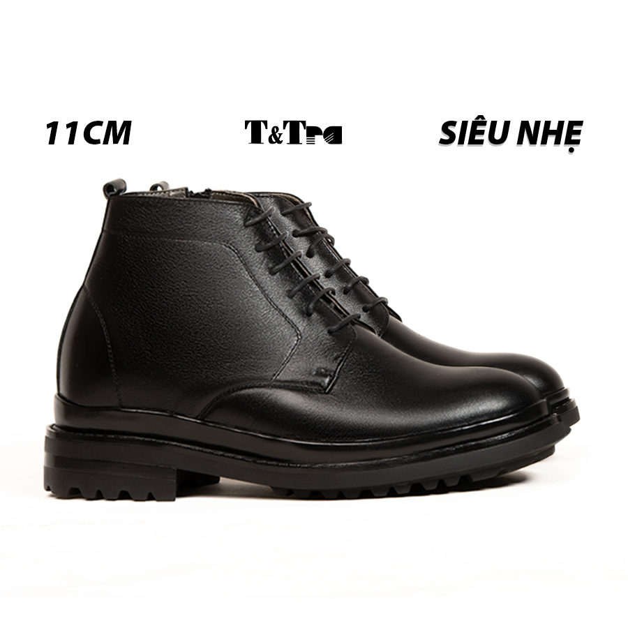 Giày boots tăng chiều cao nam siêu nhẹ t102 đen