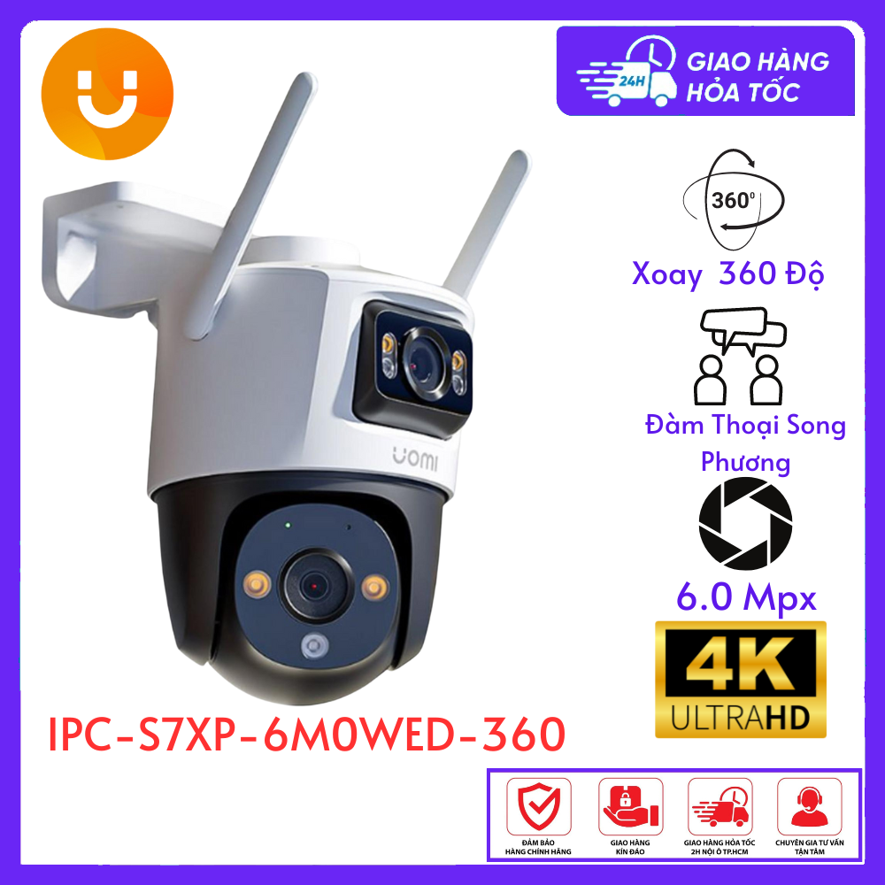 Camera wifi xoay 360 imou ipc-s7xp-6m0wed 6mp 2 ống kính, xoay 360,đàm thoại, màu ban đêm, báo động