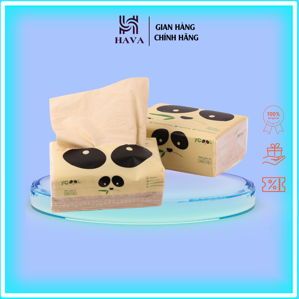 Giấy ăn gấu trúc sợi tre cao cấp 1 gói 300 tơ`