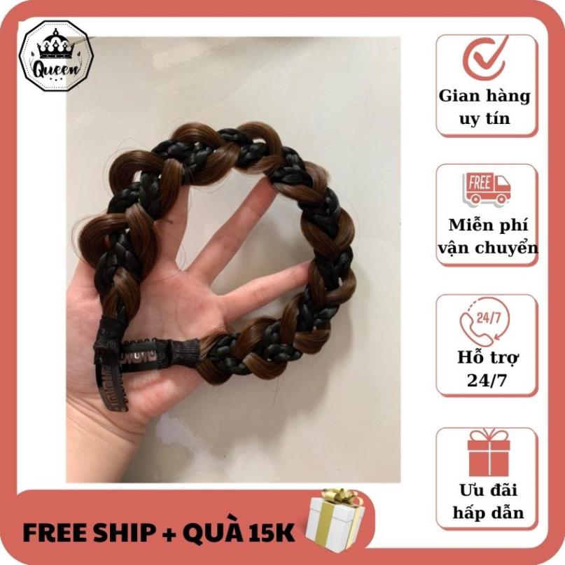 Băng đô tóc giả QUEEN STORE Dây con rít to phối 2 màu siêu xinh siêu sang chảnh - Hàng luôn sẵn giao nhanh