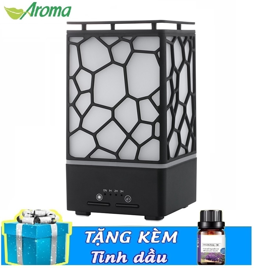( Tặng tinh dầu 10ml) Máy Tạo Độ Ẩm Phun Sương Khuếch Tán Tinh Dầu Lập Phương Sóng Siêu Âm Cao Cấp