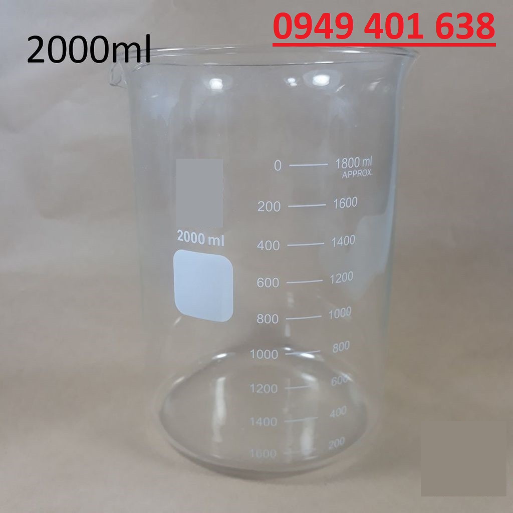 cốc chịu nhiệt 2000ml, cốc thấp thành cốc thí nghiệm cốc chia vạch
