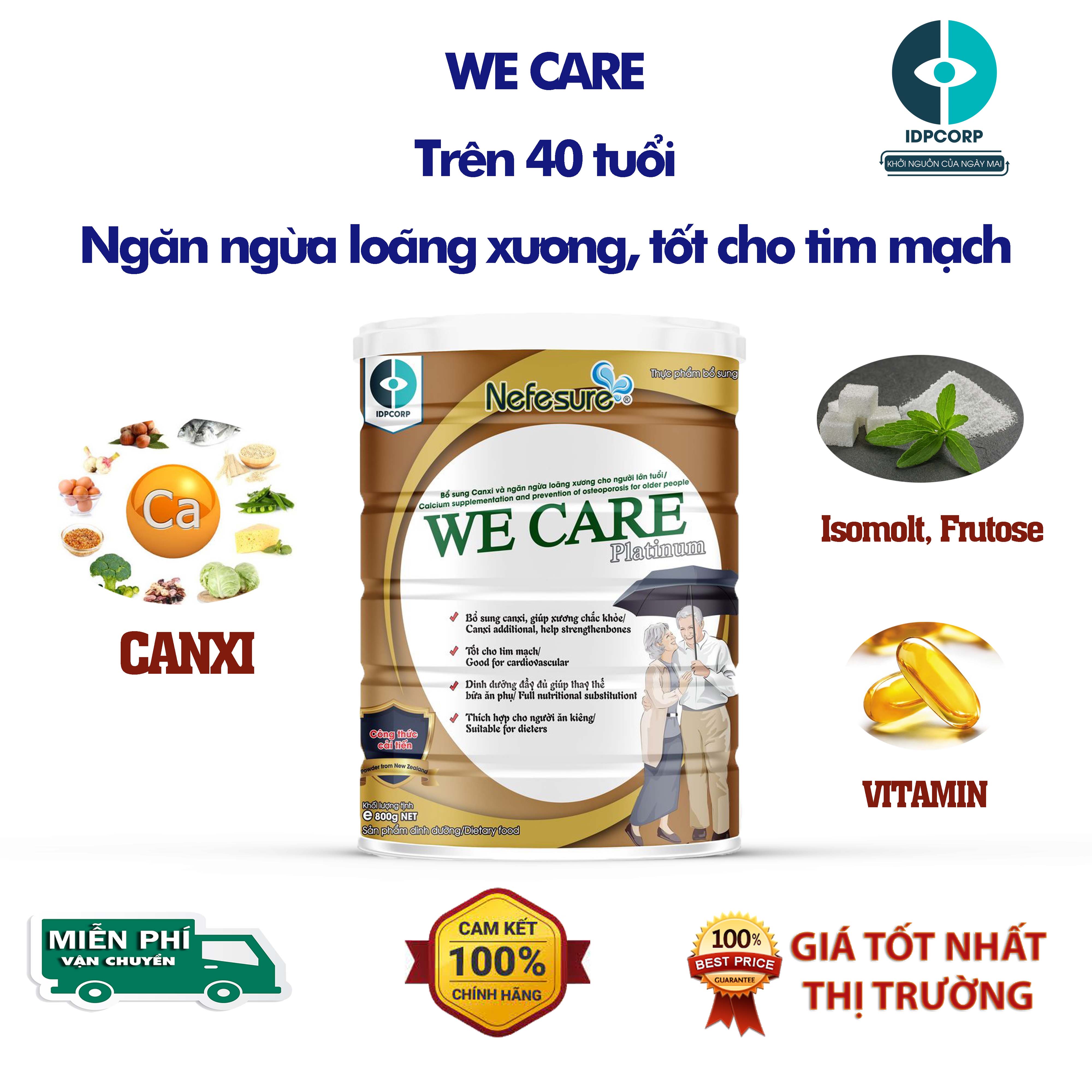 [HCM]Sữa bột bổ sung canxi ngừa tiểu đường cho người lớn tuổi - NEFESURE WE CARE PLATNUM 800g