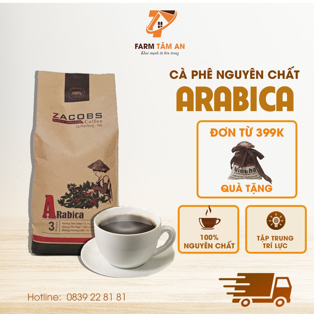 Cà phê Arabica Cầu Đất nguyên chất rang mộc 500gr