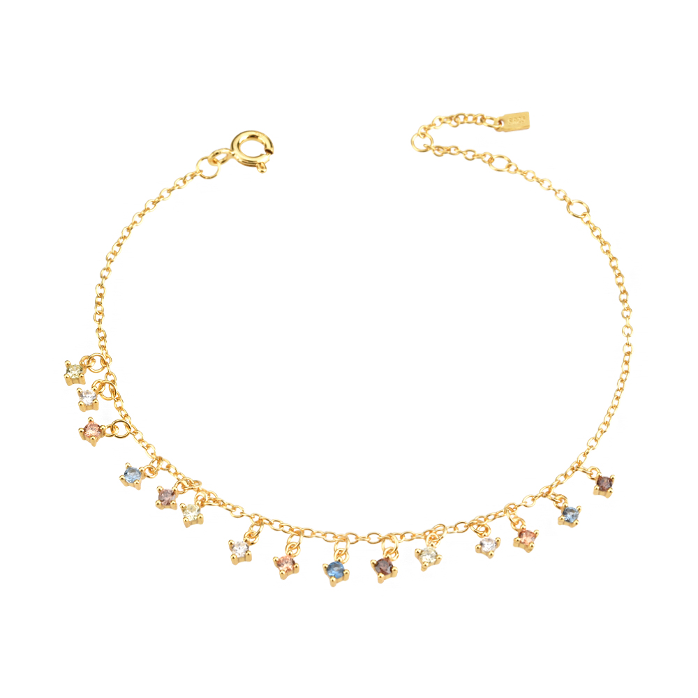 Andywen 925 Sterling Bạc mùa hè Sage Zircon CZ Stud Bông tai thả piercing năm con cáo Vòng đeo tay chuỗi Vòng trang sức sethot