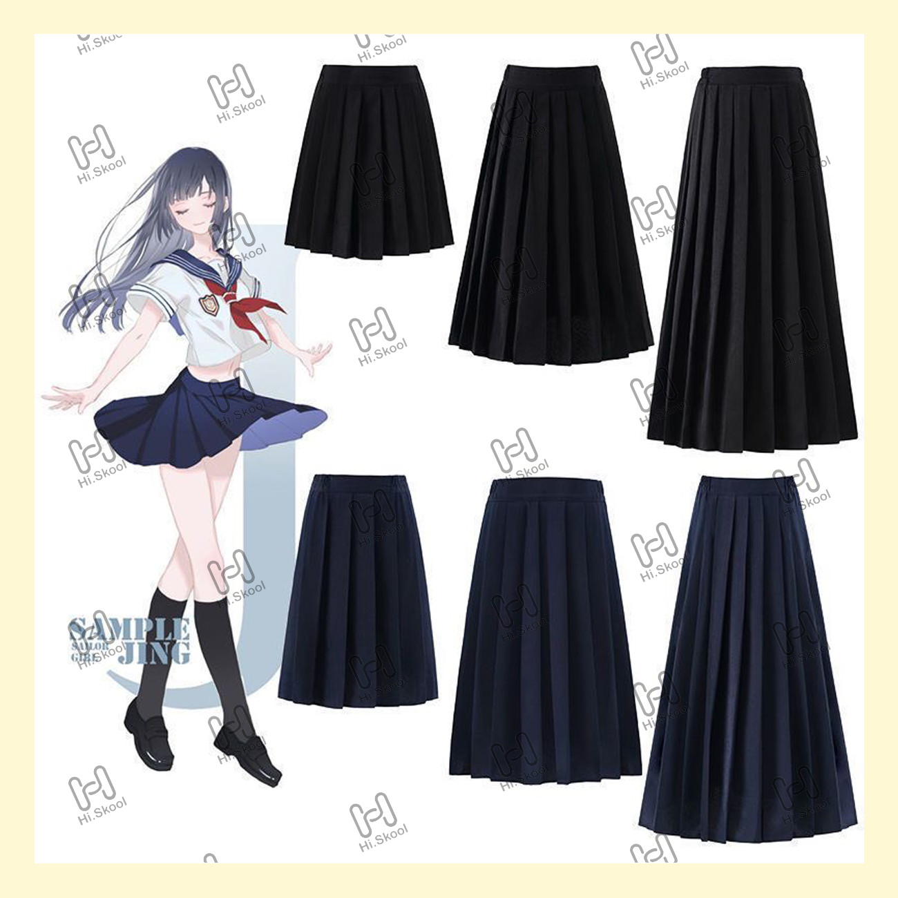 Chân váy JK xếp ly chữ a ngắn trơn basic đồng phục học sinh Nhật Bản/ Váy xoè không kèm quần bảo hộ dáng dài, dáng lửng