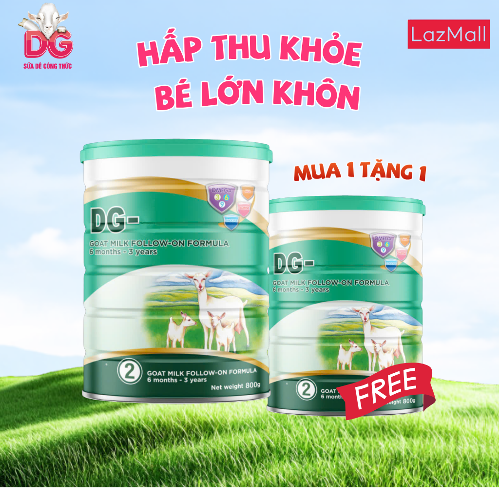 [Buy 1 Get 1 Free] 01 Can of Goat's Milk Formula Dg-2 800 (Expiry Date 7/2028) + Free 01 Can of Goat's Milk Dg-2 with Slightly Dented Packaging (Expiry Date 2028)
