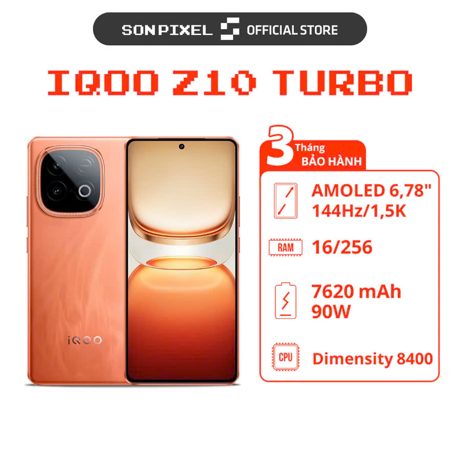  Điện thoại vivo iQOO Z10 Turbo Chip Dimensity 8400 Ram 16 256GB Pin 7620mAh. SonPixel 