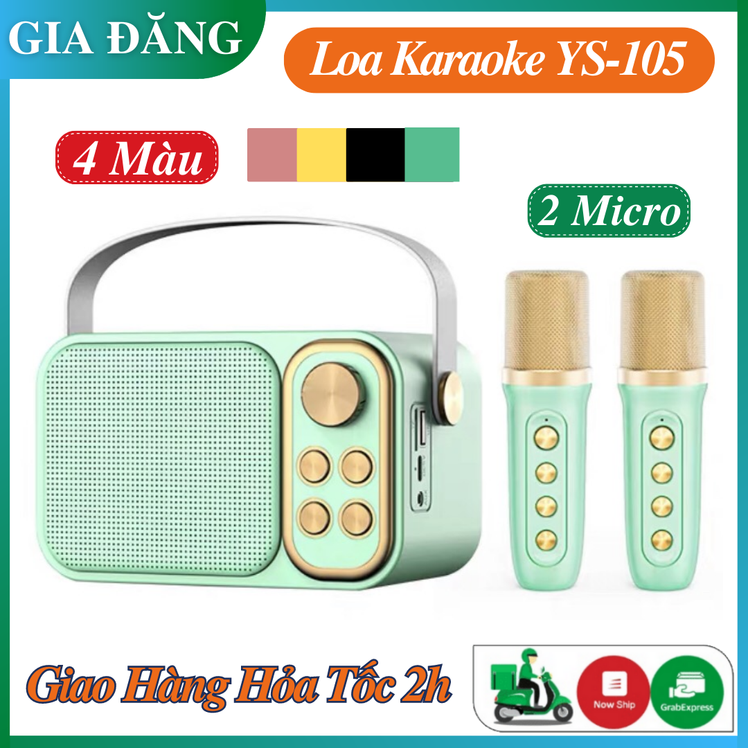 Loa karaoke không dây ys-105 kèm 2 micro âm thanh siêu hay