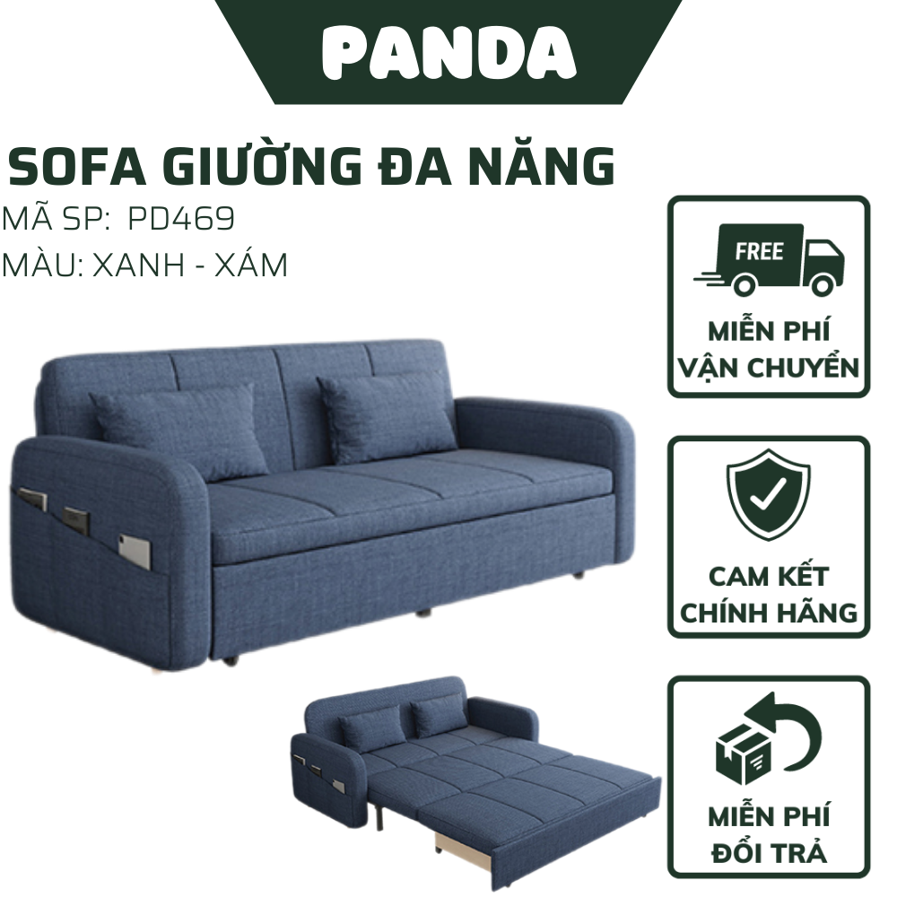 Sofa Giường Gập Gọn Có Ngăn Chứa Đồ Sofa Bed Toàn Bộ Khung Thép Chịu Lực Tặng Kèm 2 Gối