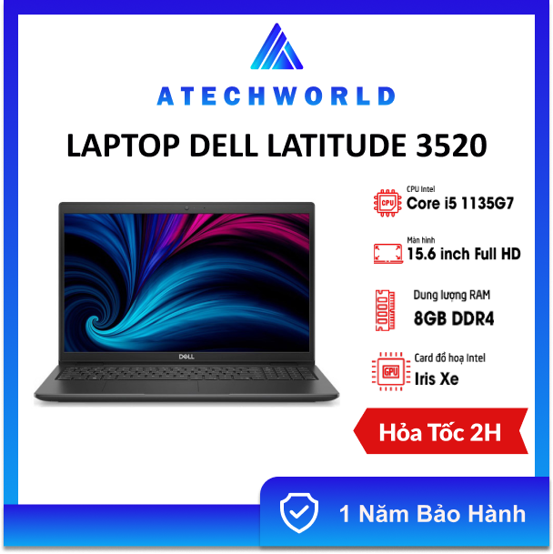 Laptop Dell Latitude 3520 (I5-1135G7 I 8GB I 256GB SSD I 15.6" FHD I WIN11) - Hàng Chính Hãng - BH 1 năm - Có Xuất VAT Giá 13,400,000 Đồng*Miễn phí vận chuyển