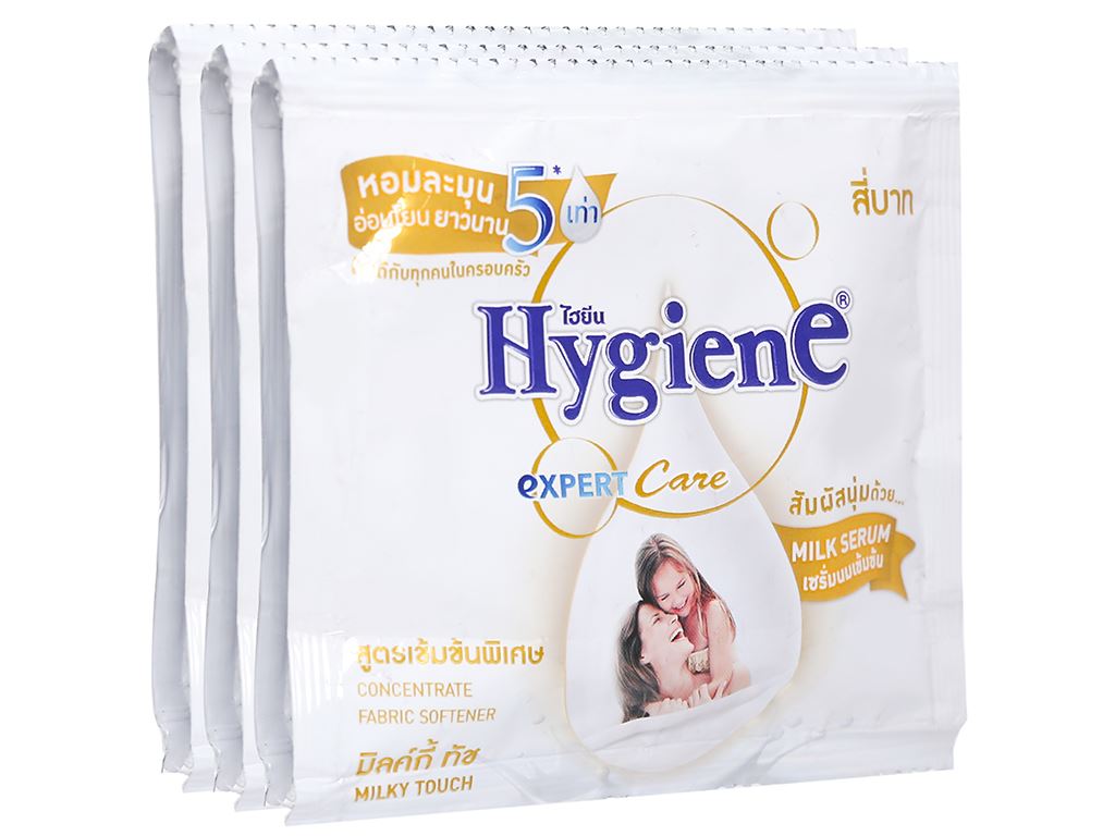 ( 1 dây trắng) 12 gói nước xả vải Hygiene Expert Care trắng Milky Touch 20ml
