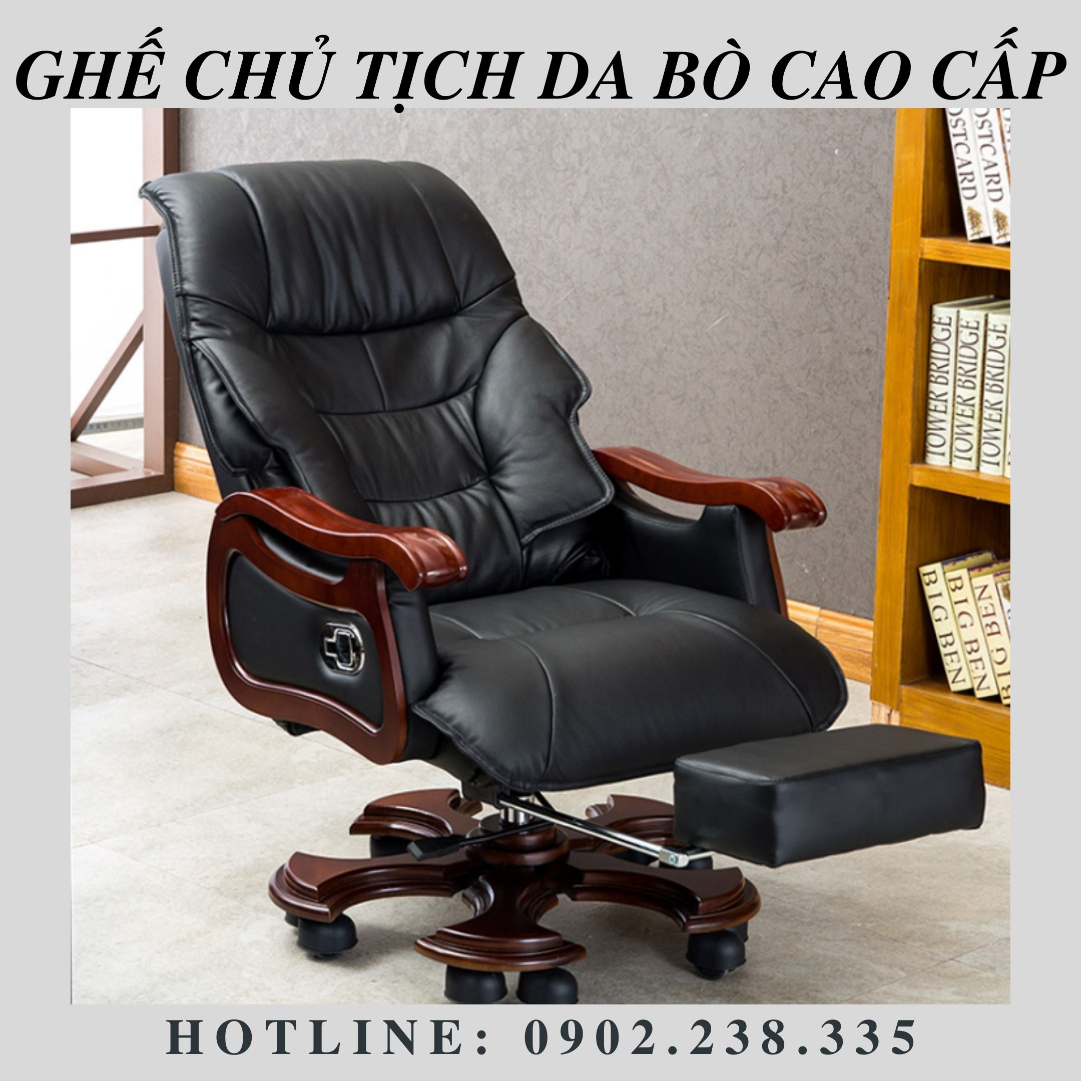 Ghế Giám Đốc Da Bò Kèm Massage Toàn Thân, Ngả Lưng 90 độ - Ghế Làm Việc Có Massage Đa Năng, Ghế Văn Phòng Cao Cấp